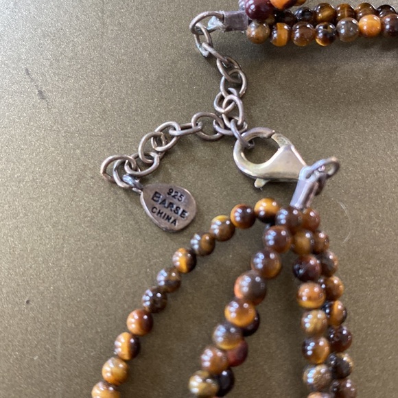 Barse Stone Cross Pendant on Multi-strand Beaded Necklace - Picture 3 of 7